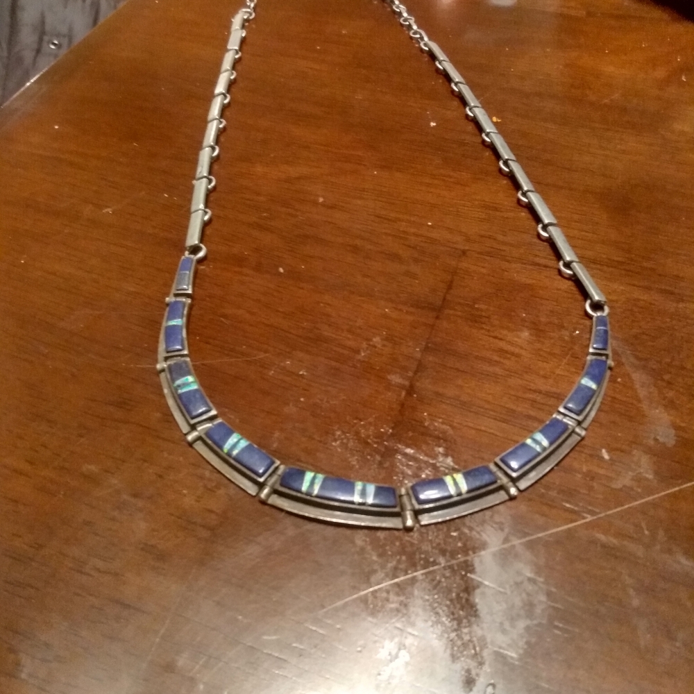 Calvin begay Lapis Lazuli and fire opal necklace
